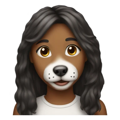 smiling girl with dog only black and white fur  sticker