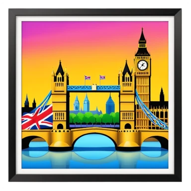 london bridge and big ben in apple emoji style sticker