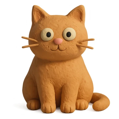 cute cat sitting in claymation style sticker