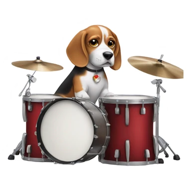 Beagle playing drums sticker