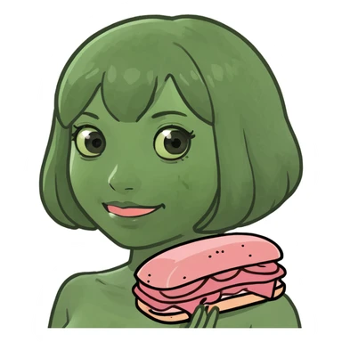 kawaii lady with spam meat   sticker