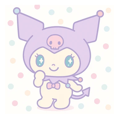 Kuromi character, cute mischievous style, full body, simple background sticker