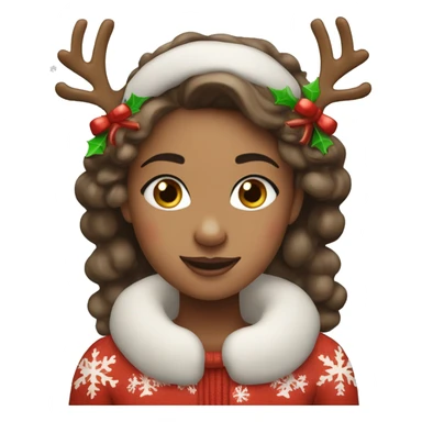 Girl wearing Christmas ￼￼reindeer antlers  sticker