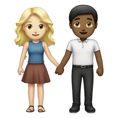 Blonde hair girl holding hands with black haired boy sticker