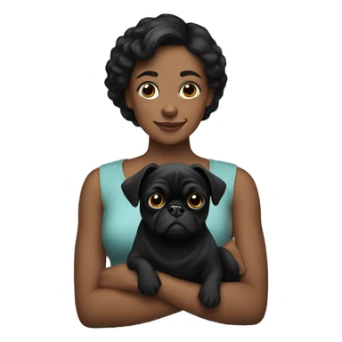 woman holding Black pug sticker