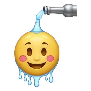 An animation of an emoji showing happy face when water is poured on it sticker
