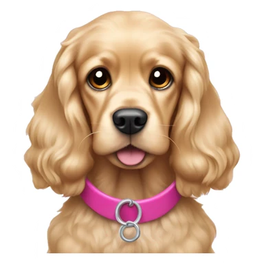 Blond cocker spaniel wearing a pink sleighbell sticker