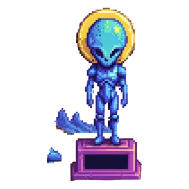 Alien civilization trophy with cosmic color spectrum, celestial blues and violet hues of distant galaxies sticker