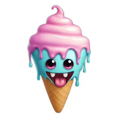 a scary monster that looks like a melting ice cream cone sticker