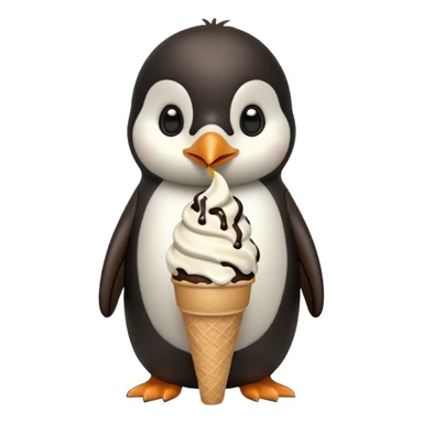 Baby penguin eating ice cream cone  sticker