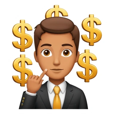 business person with dollar signs and sales chart going up sticker