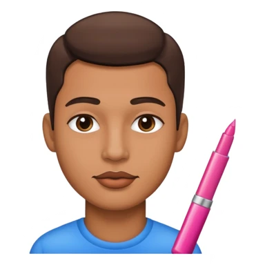 Man with lip gloss on and makeup sticker