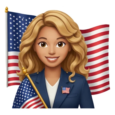 Beyonce with holding  american flag sticker