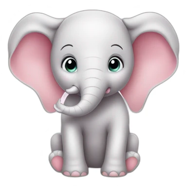 baby pink cartoon angel elephant sticker