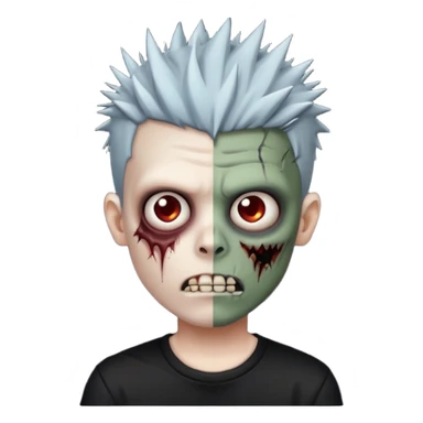 zombie boy with spiky emo hair and black shirt  sticker