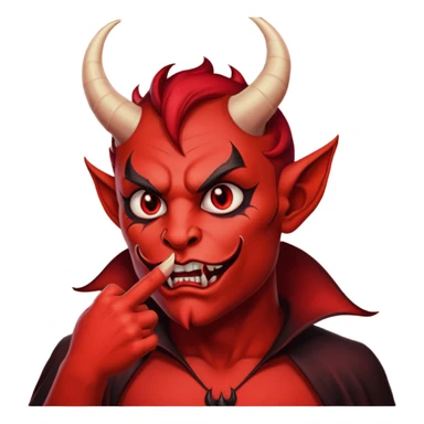 Creppy devil and shushing someone  🤫 like there figer over there mouth  like there lip is closed and the figers over sticker