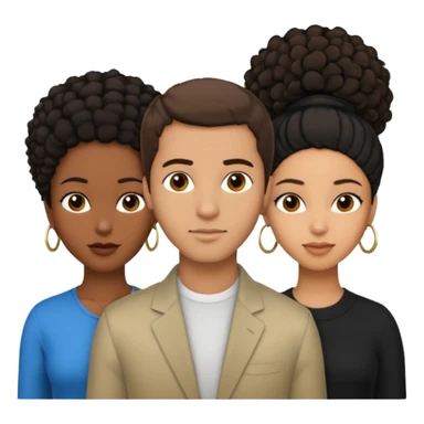  middle Eastern man with short brown hairwith two black african women both are African one is light skin black and one is medium tone black with african hair styles sticker