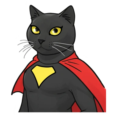Black cat dressed as superhero  sticker
