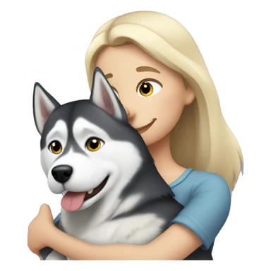 Husky dog ​​in the arms of a blonde sticker