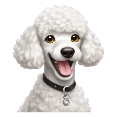 White mini poodle smile sticker