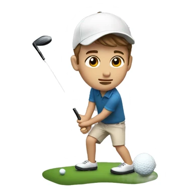 White Boy with brown hair playing golf but falling sticker