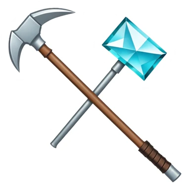 Minecraft diamond pickaxe with brown handle sticker