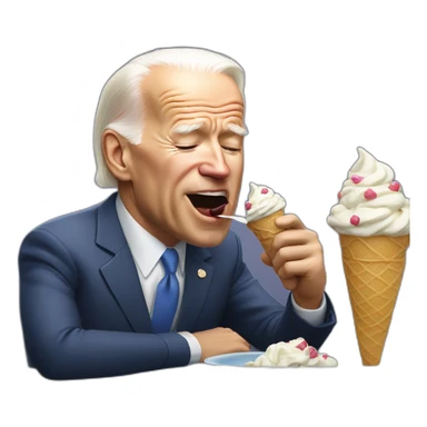 Joe Biden eating ice cream while sleeping sticker