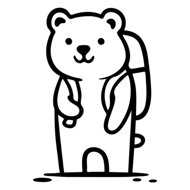 A bear wearing a backpack, standing upright sticker