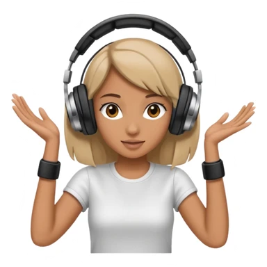 Girl dj headphones on bumping music sticker