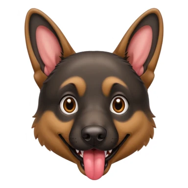 cartoon style dark German Shepherd dog with its tongue hanging out long sticker