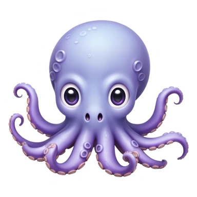 Cinematic Comical Baby Octopus Portrait Emoji, Tentacles slightly flared in a playful, exaggerated gesture, featuring a light blue-purple, rounded body with dramatically wide, hilariously expressive eyes full of surprise and innocent mischief, Simplified yet hilariously endearing features, highly detailed, glowing with a soft oceanic radiance, high shine, dramatic yet lovable, stylized with a dash of whimsical underwater mischief, soft glowing outline, capturing the essence of a delightfully silly little octopus that looks like it just made a clumsy, adorable mistake! sticker