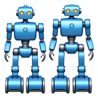 create a realistic emoji showing logistic robots and KI sticker