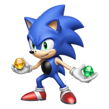 I want Sonic the hedgehog with chaos emeralds sticker