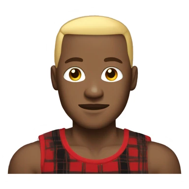 Black Filipino man with blonde buzzcut wearing a black tank top and red plaid pajama pants and muscles  sticker