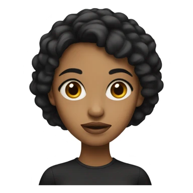 brown woman with big eyes black hair sticker