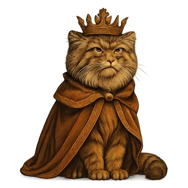 A royal Pallas's cat (Manul) in brown-orange colors, majestic and regal sticker
