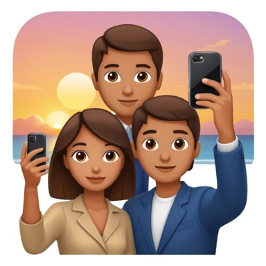Couple Selfie + phone + sunset sticker