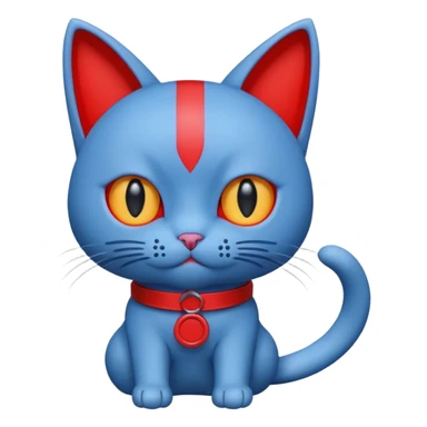 Cat with no ears head blue body blue with gadget red tail creator in fujiko pro sticker