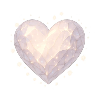 sparkling heart, ghibli style, no background sticker