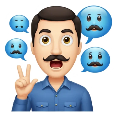 Random guy with light skin dark hair and eyes with a mustache screaming  the word FABIAN all in upper case in a Speech bubble  sticker