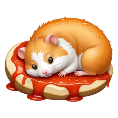 hamster sleeping in ketchup sticker