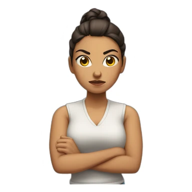 Angry latina woman with arms crossed, ponytail sticker