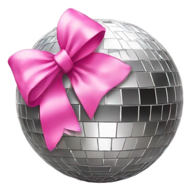A disco ball with a pink bow on top of the disco ball sticker