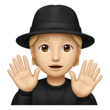 An emoji wearing black hat and hads like saying shhhhhhh sticker