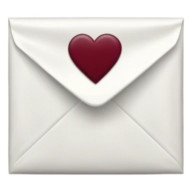 White envalope sealed with a little burgundy heart  sticker