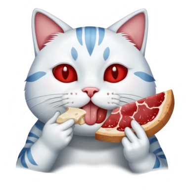 cat holds a slice of lard in his mouth sticker