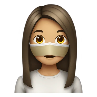 Girl with a horse mask holding paper sticker