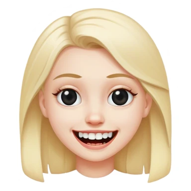 Smiling white girl with black eye and missing tooth sticker