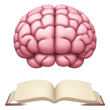 A pink brain reading a brown book sticker