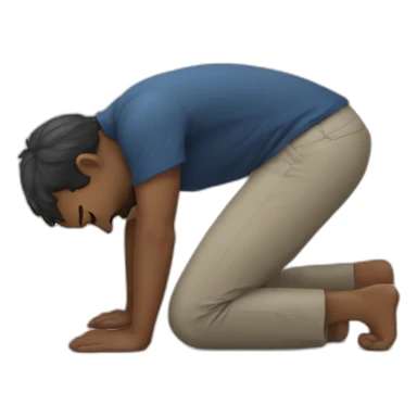 man prostrates himself asking for help sticker